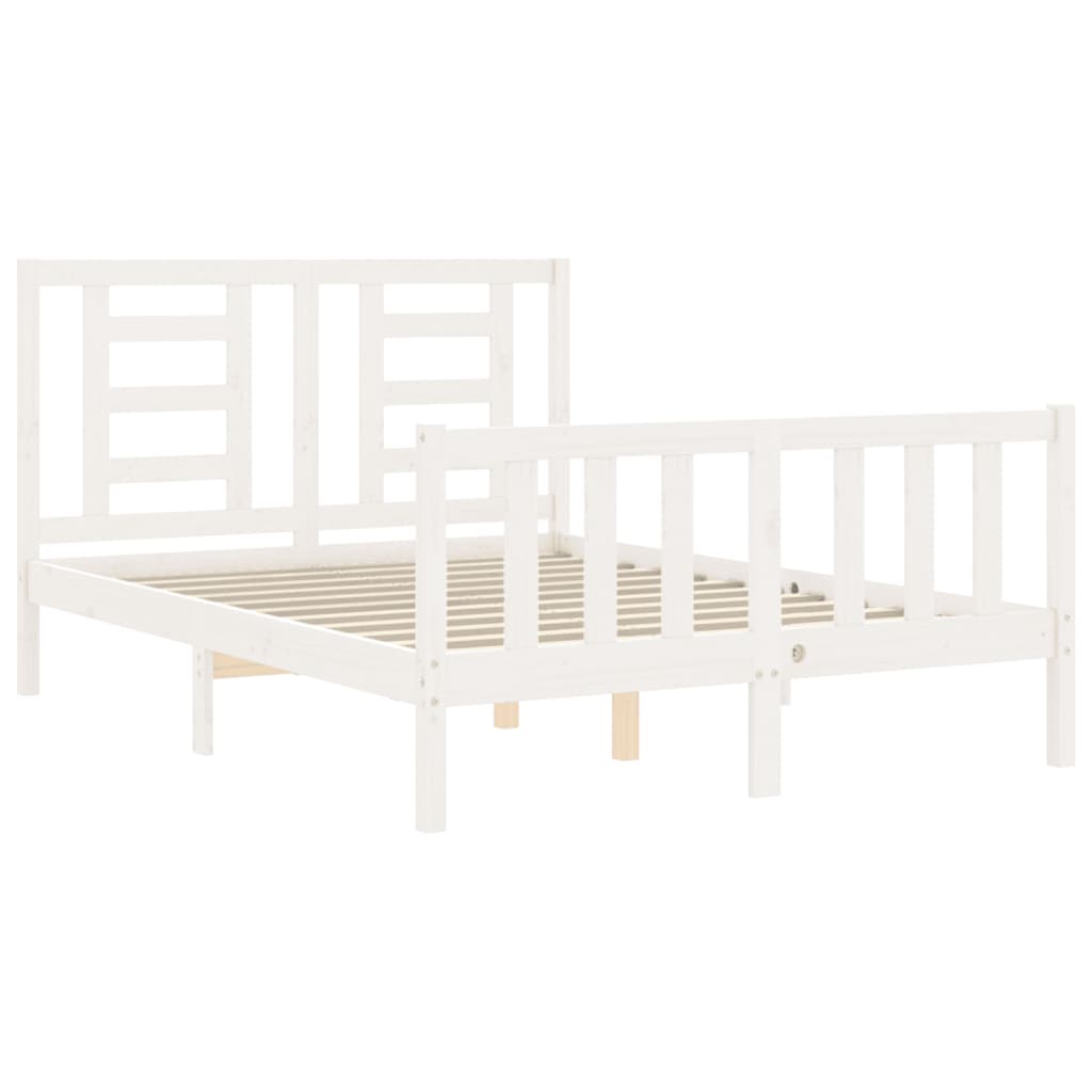 Cadre de lit sans matelas blanc 120x200 cm bois de pin massif - XIOS