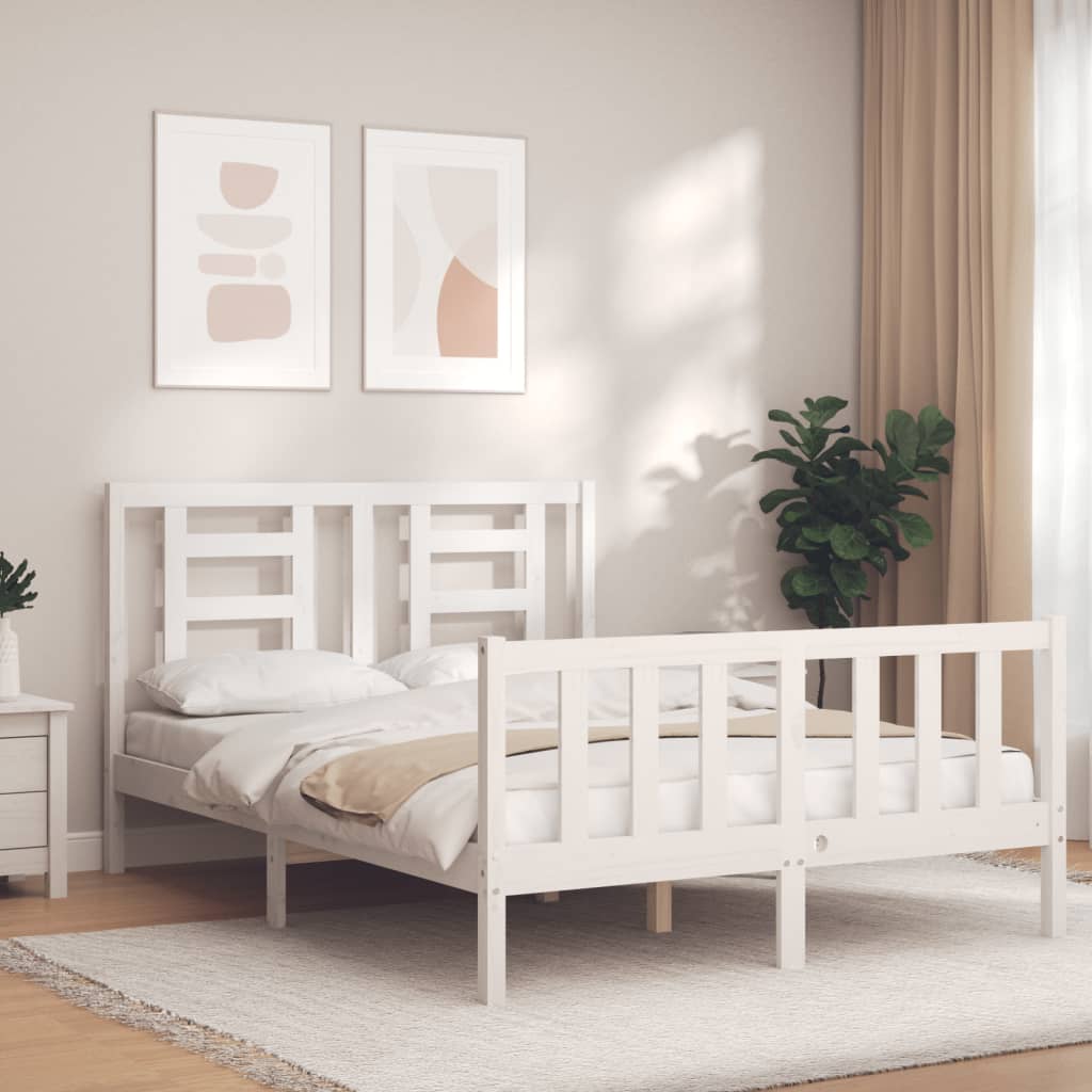 Cadre de lit sans matelas blanc 120x200 cm bois de pin massif - XIOS