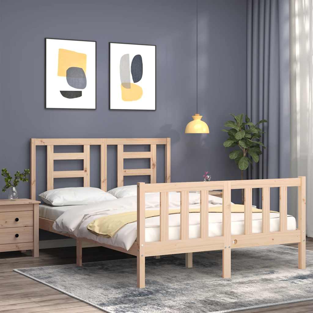 Cadre de lit sans matelas 140x200 cm bois massif de pin - XIOS