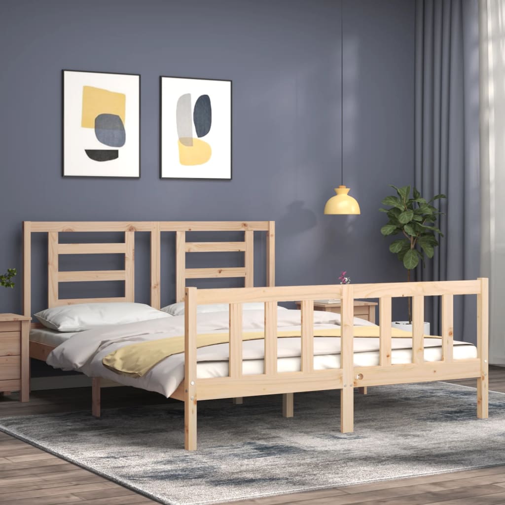 Cadre de lit sans matelas 160x200 cm bois massif de pin - XIOS