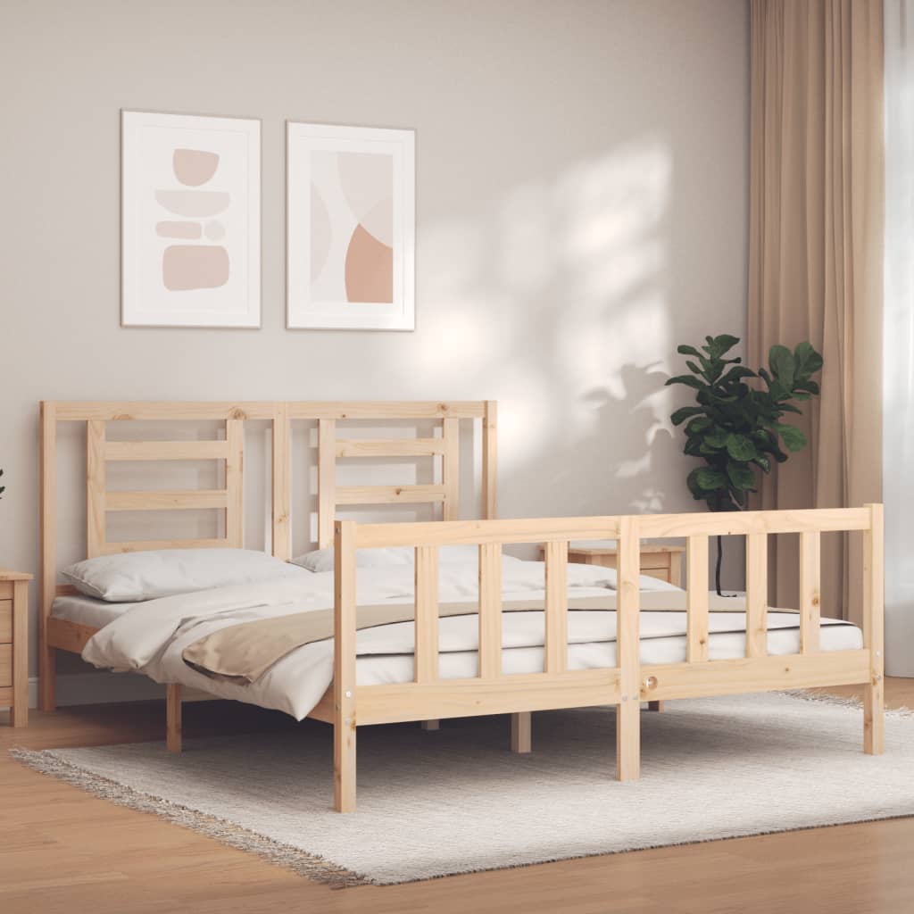 Cadre de lit sans matelas 160x200 cm bois massif de pin - XIOS