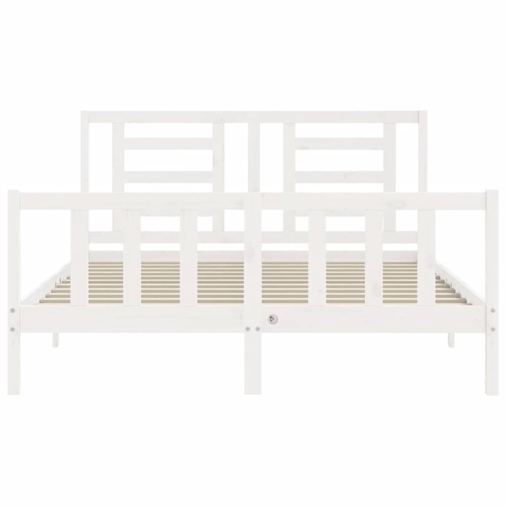 Cadre de lit sans matelas blanc 160x200 cm bois de pin massif - XIOS