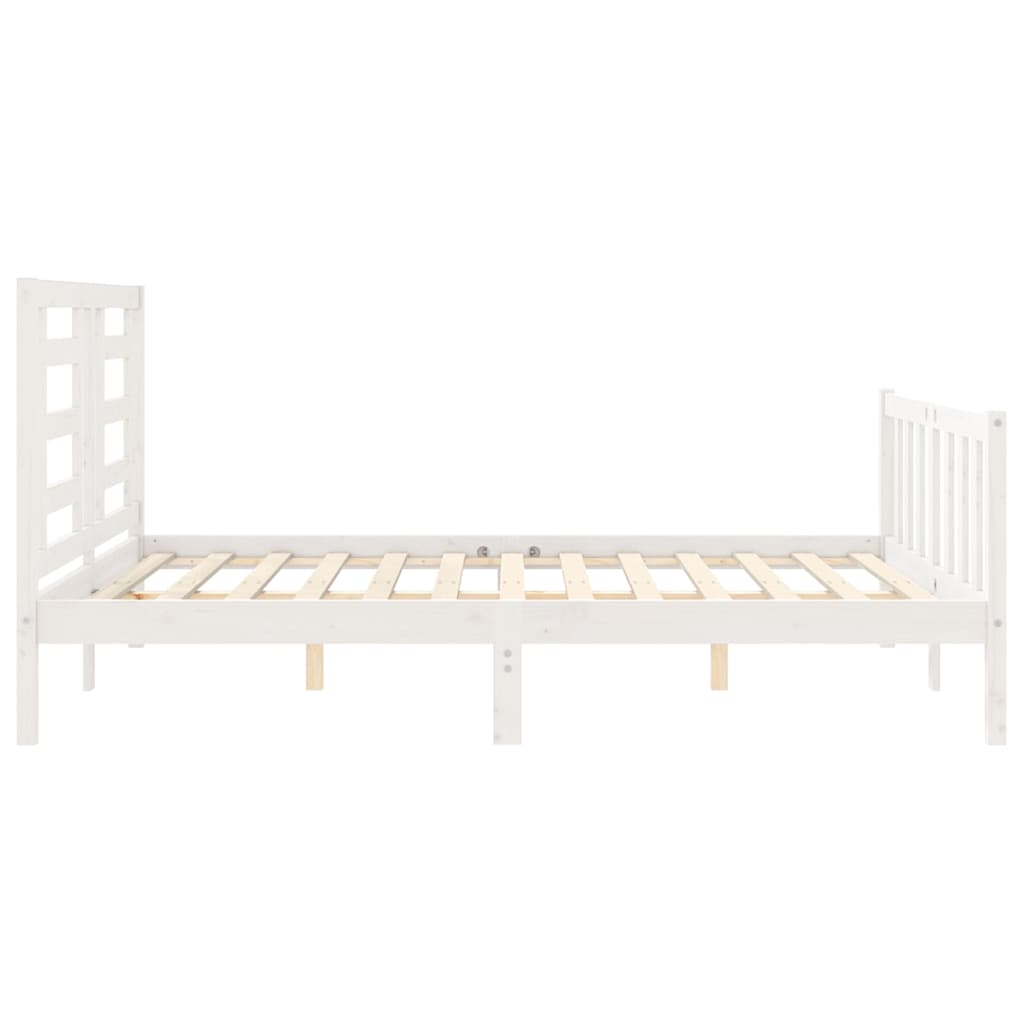 Cadre de lit sans matelas blanc 160x200 cm bois de pin massif - XIOS