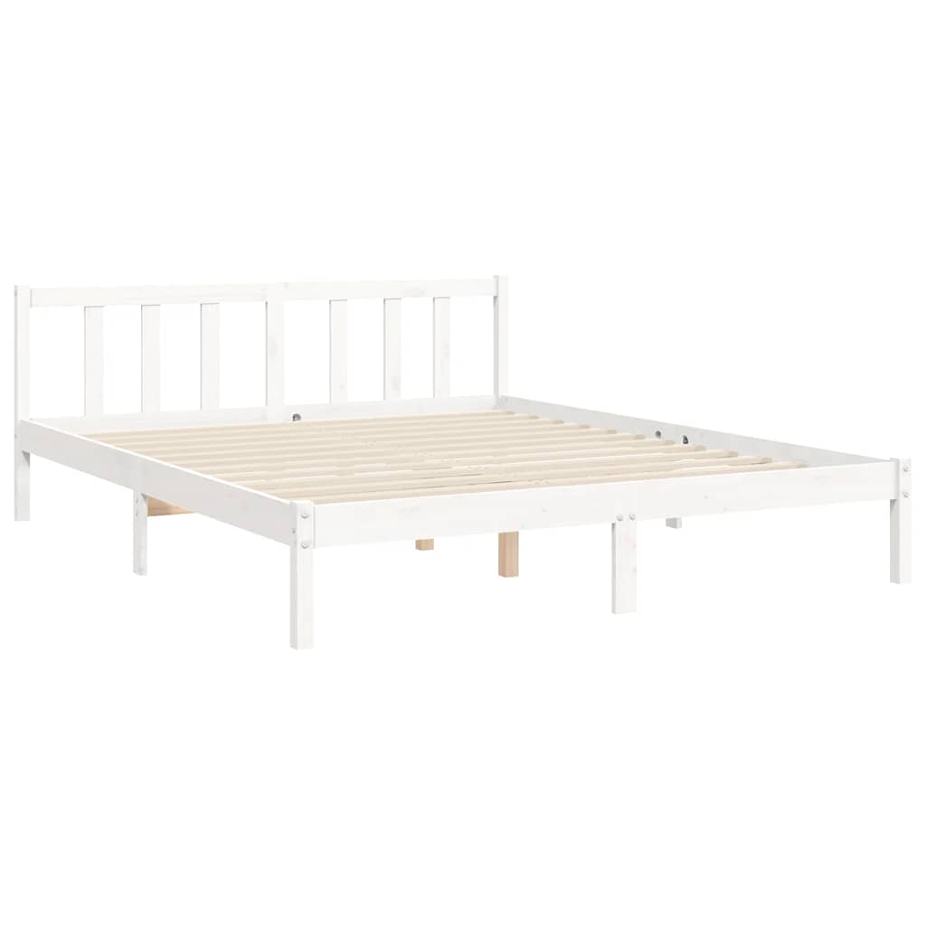 Cadre de lit sans matelas blanc 160x200 cm bois de pin massif - XIOS