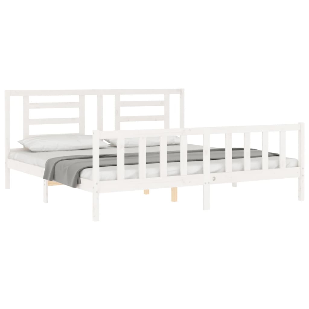 Cadre de lit sans matelas blanc bois massif de pin - XIOS