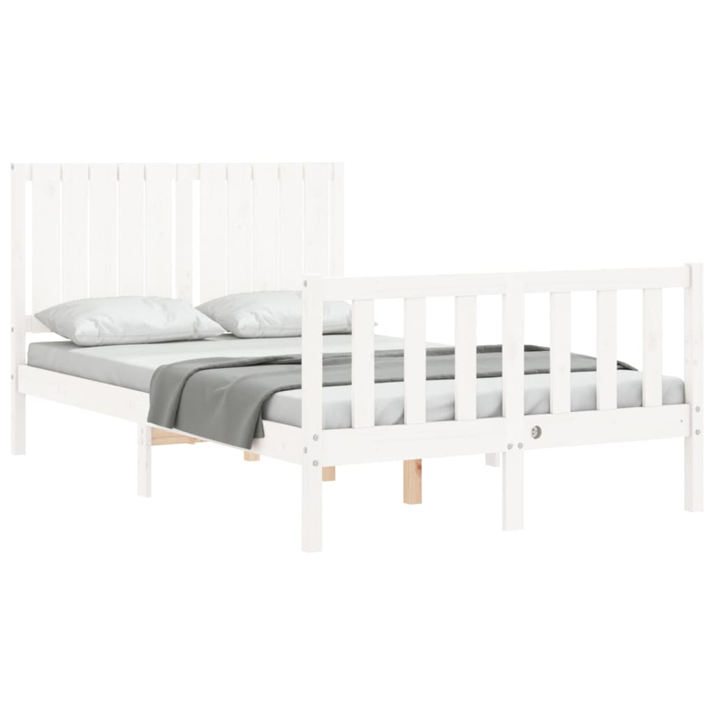 Cadre de lit sans matelas blanc bois de pin massif - XIOS