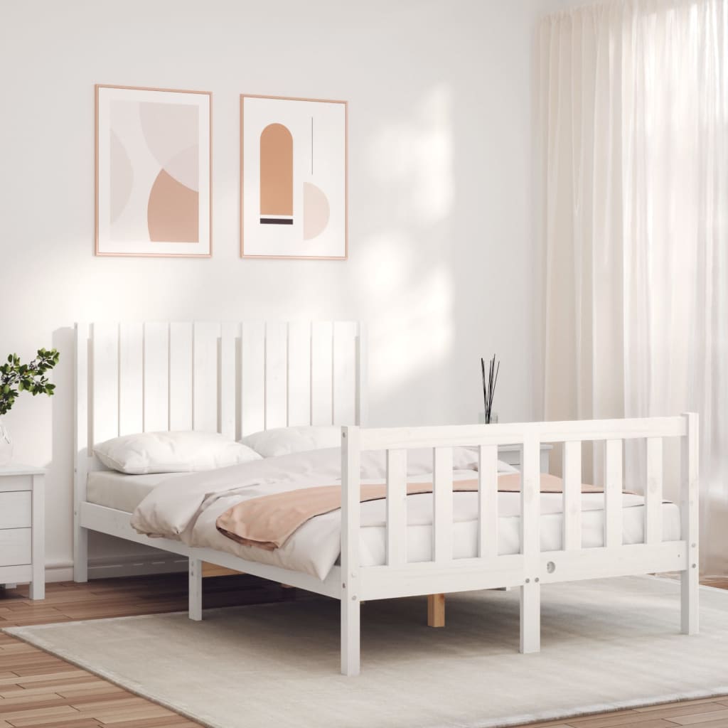 Cadre de lit sans matelas blanc bois de pin massif - XIOS