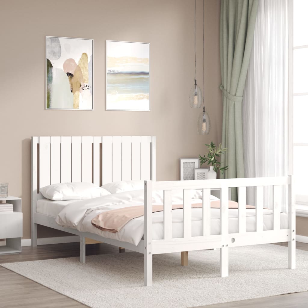 Cadre de lit sans matelas blanc 120x200 cm bois de pin massif - XIOS
