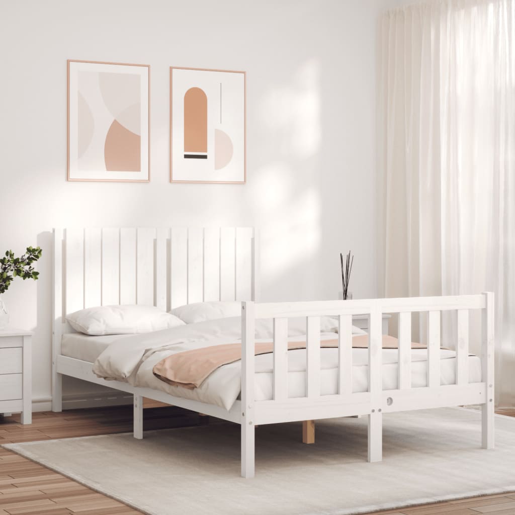 Cadre de lit sans matelas blanc 120x200 cm bois de pin massif - XIOS