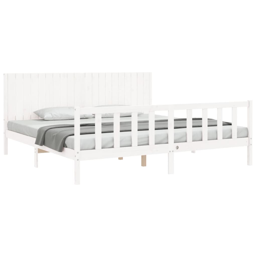 Cadre de lit sans matelas blanc 200x200 cm bois massif de pin - XIOS