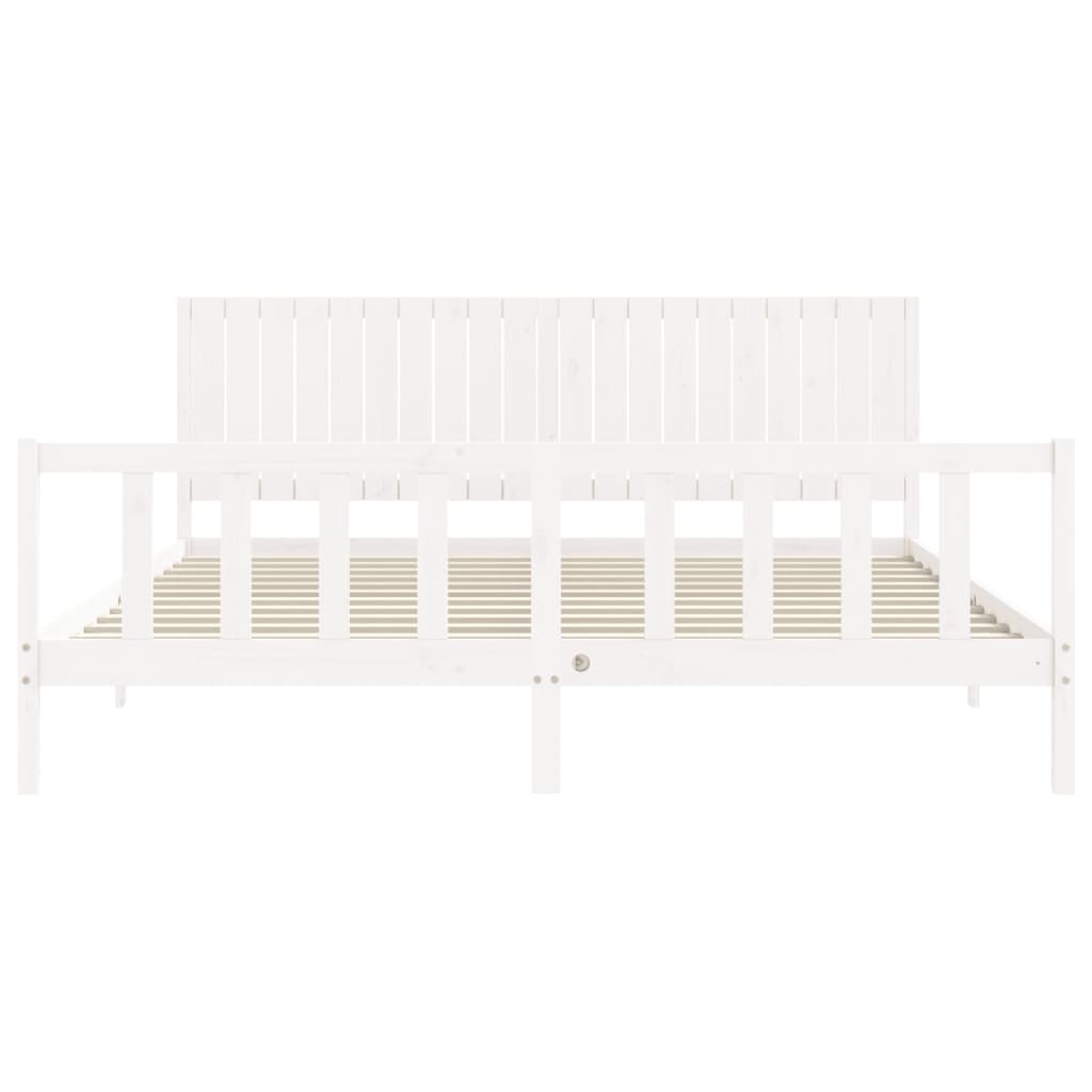 Cadre de lit sans matelas blanc 200x200 cm bois massif de pin - XIOS