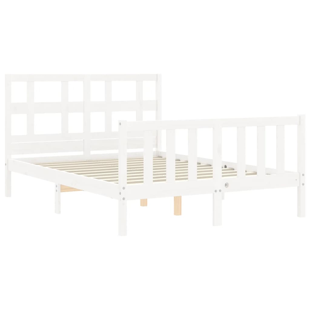 Cadre de lit sans matelas blanc bois de pin massif - XIOS