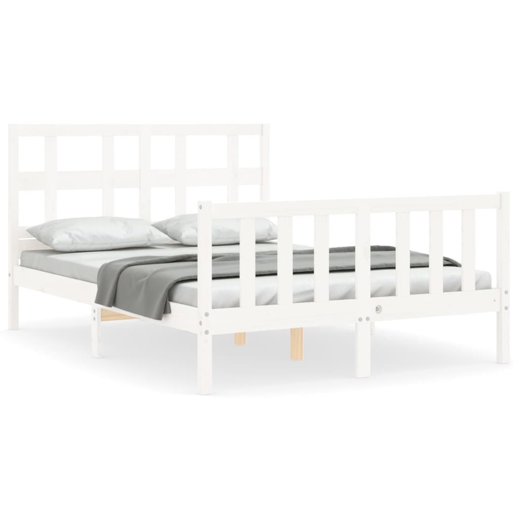 Cadre de lit sans matelas blanc 120x200 cm bois de pin massif - XIOS