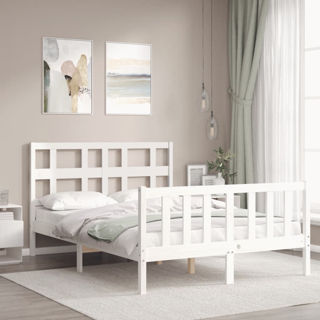 Cadre de lit sans matelas blanc 120x200 cm bois de pin massif - XIOS
