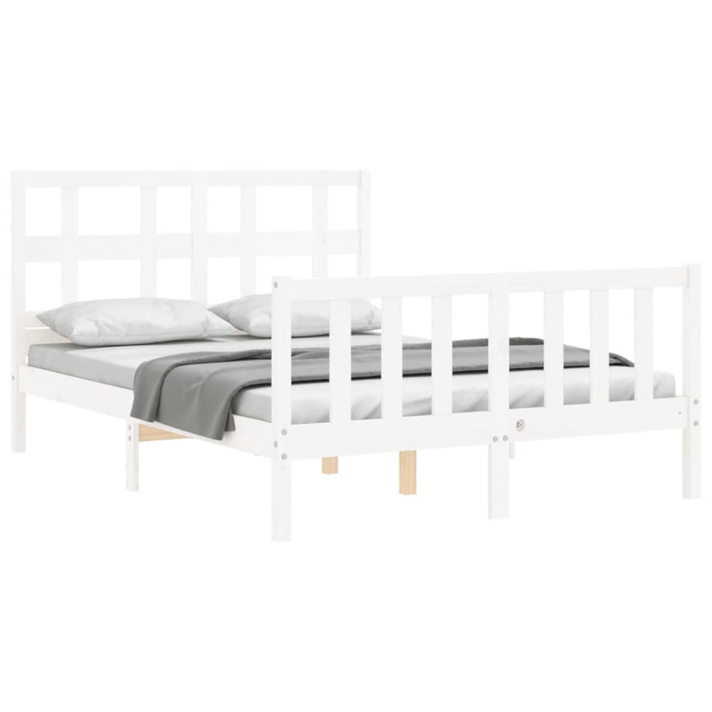 Cadre de lit sans matelas blanc 120x200 cm bois de pin massif - XIOS