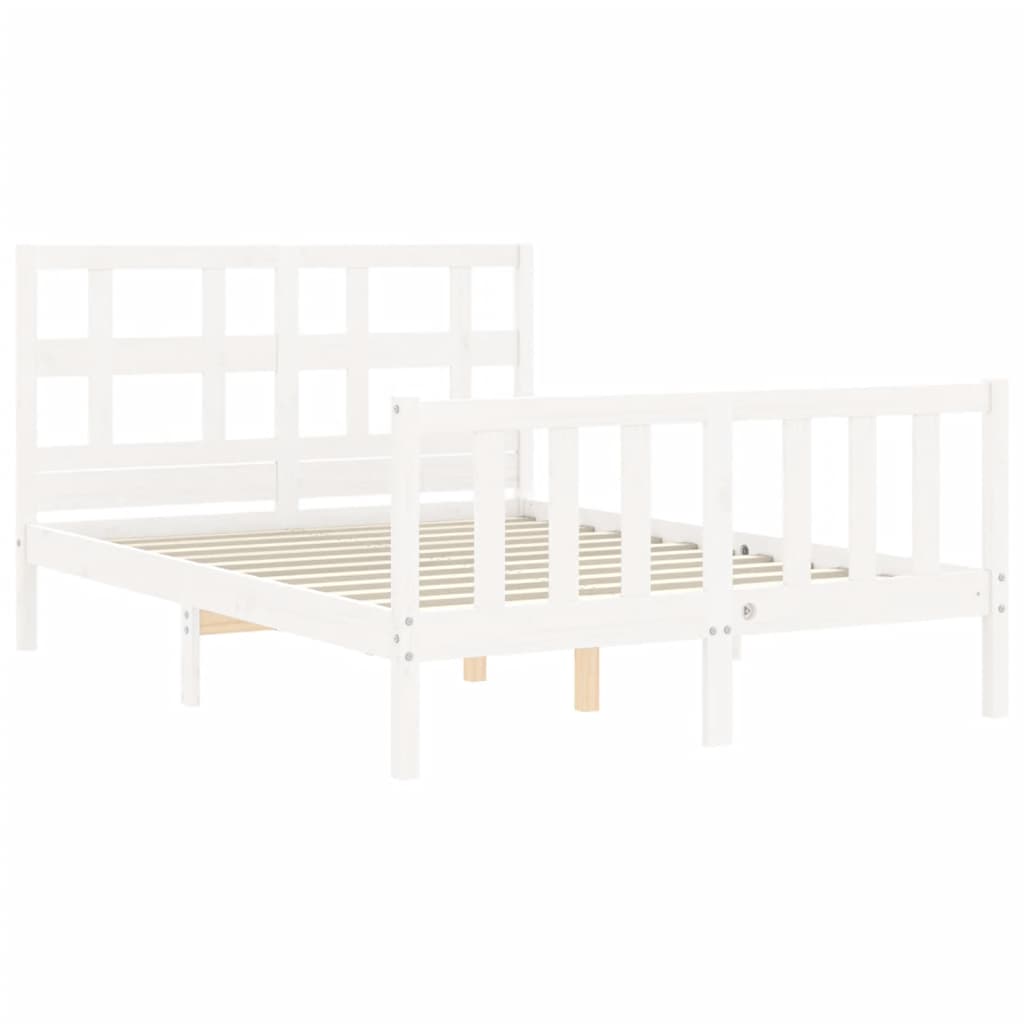 Cadre de lit sans matelas blanc 120x200 cm bois de pin massif - XIOS
