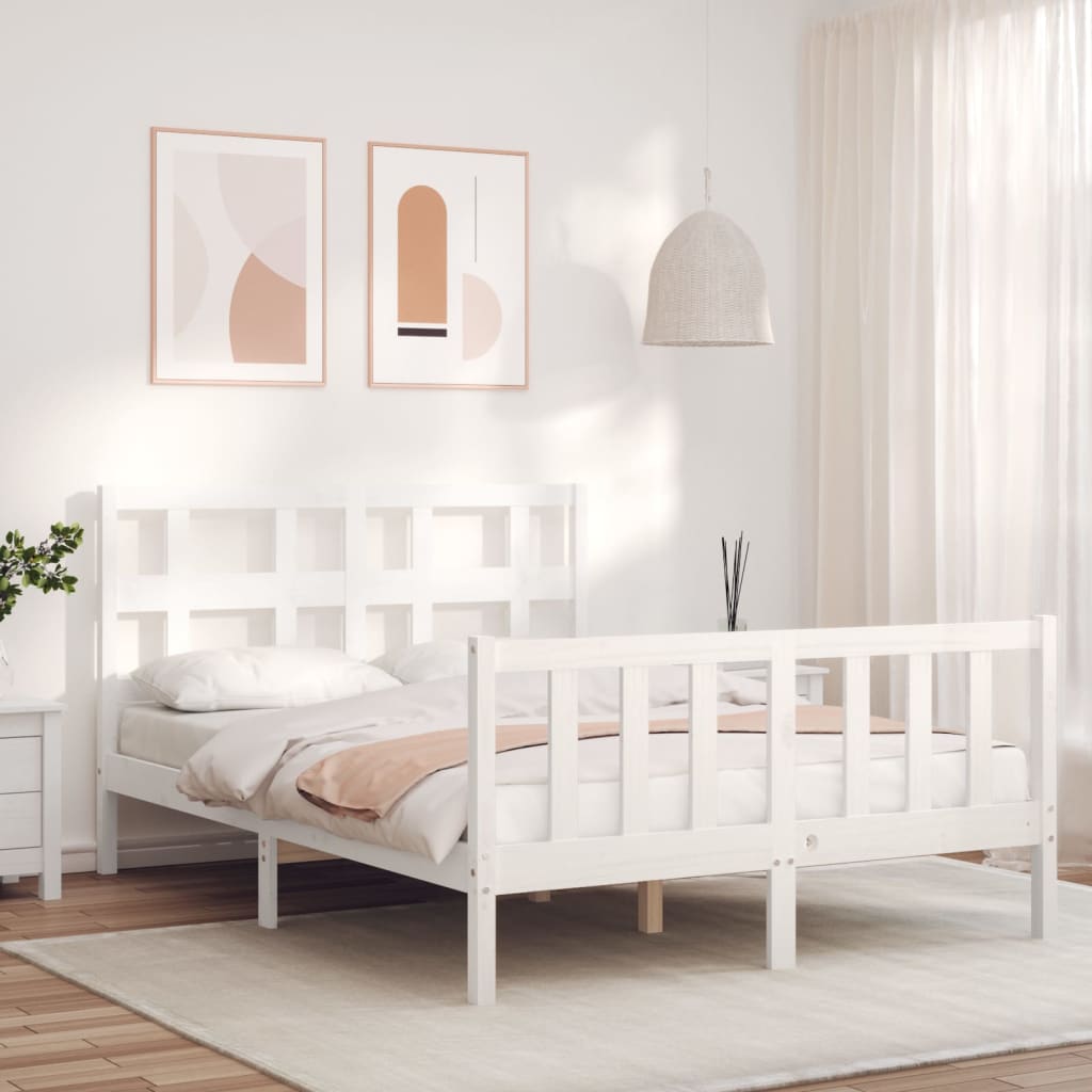 Cadre de lit sans matelas blanc 120x200 cm bois de pin massif - XIOS