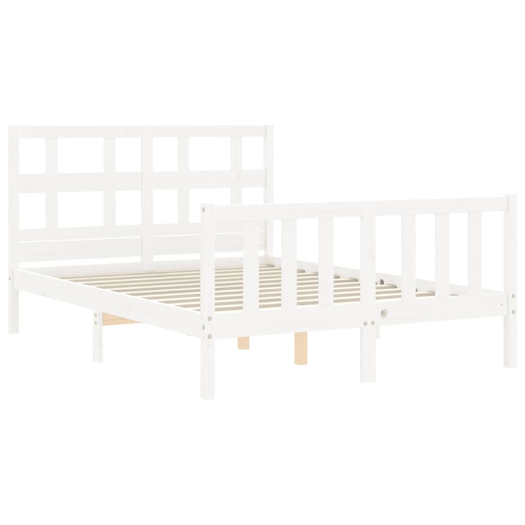 Cadre de lit sans matelas blanc 140x200 cm bois de pin massif - XIOS