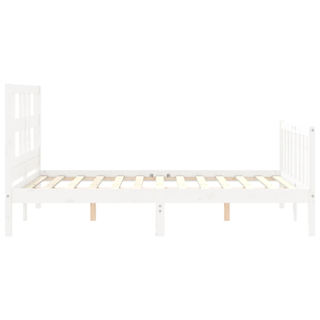 Cadre de lit sans matelas blanc 140x200 cm bois de pin massif - XIOS