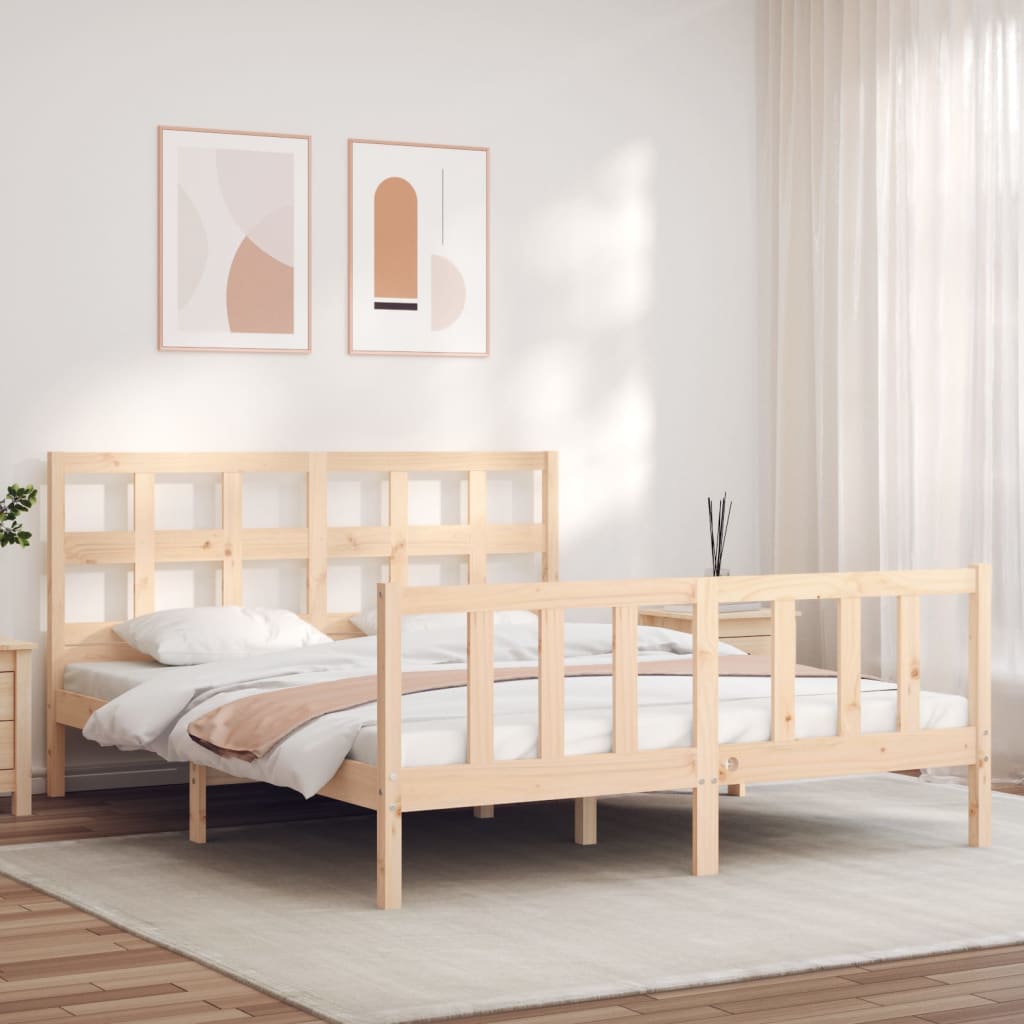 Cadre de lit sans matelas 160x200 cm bois massif de pin - XIOS
