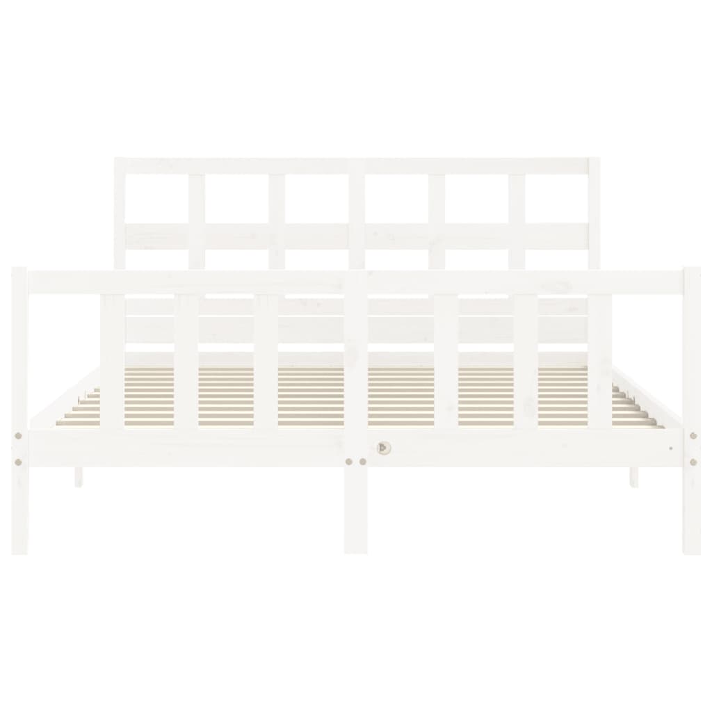 Cadre de lit sans matelas blanc 160x200 cm bois de pin massif - XIOS