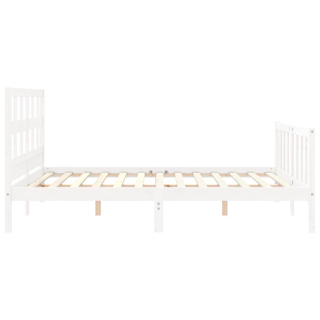 Cadre de lit sans matelas blanc 160x200 cm bois de pin massif - XIOS