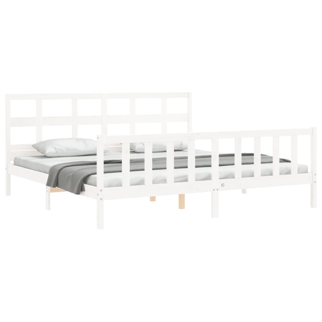Cadre de lit sans matelas blanc bois massif de pin - XIOS