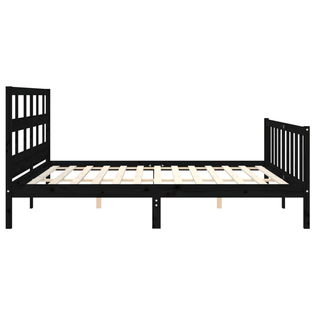 Cadre de lit sans matelas noir 200x200 cm bois massif de pin - XIOS