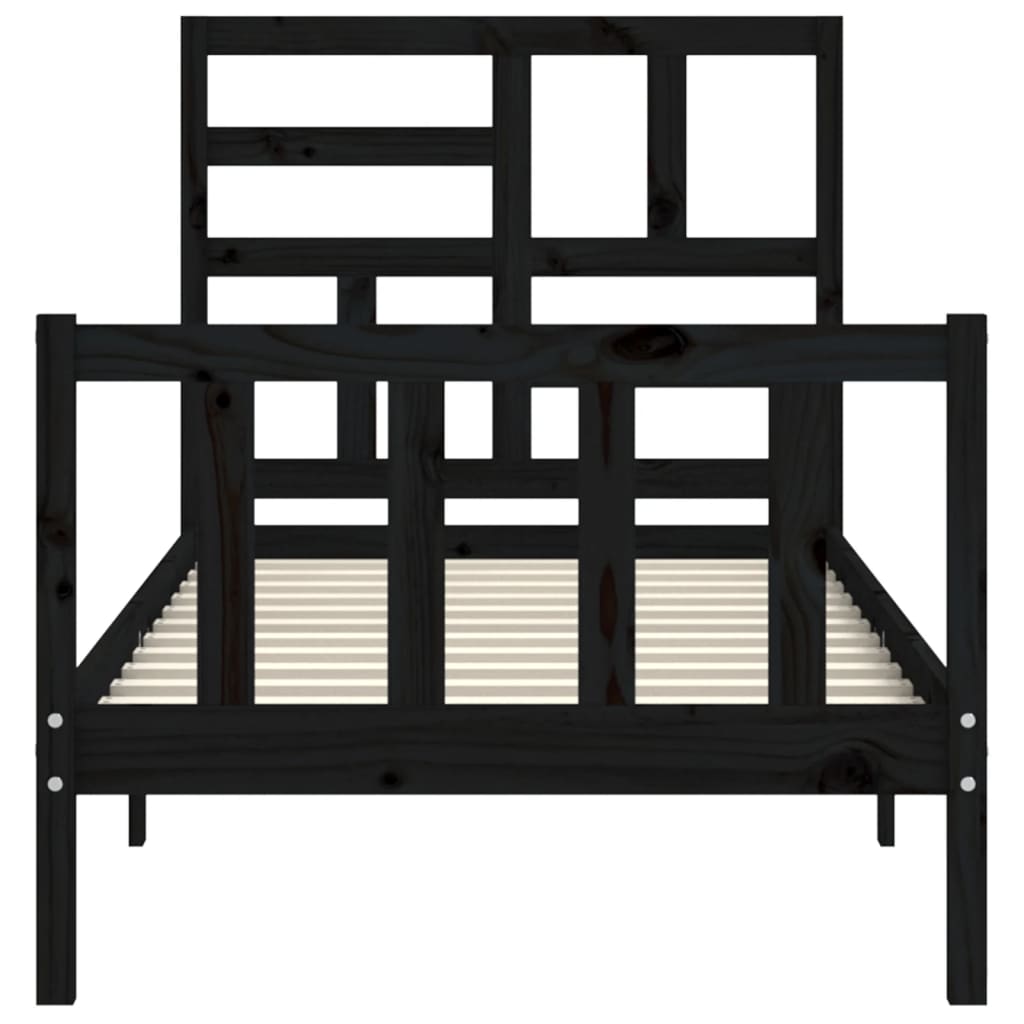 Cadre de lit sans matelas noir bois de pin massif - XIOS