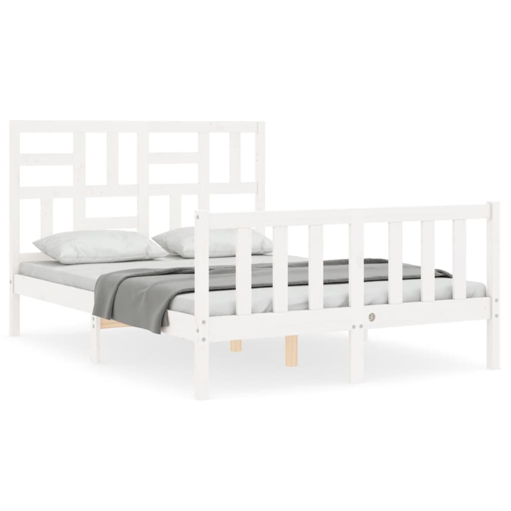 Cadre de lit sans matelas blanc bois de pin massif - XIOS