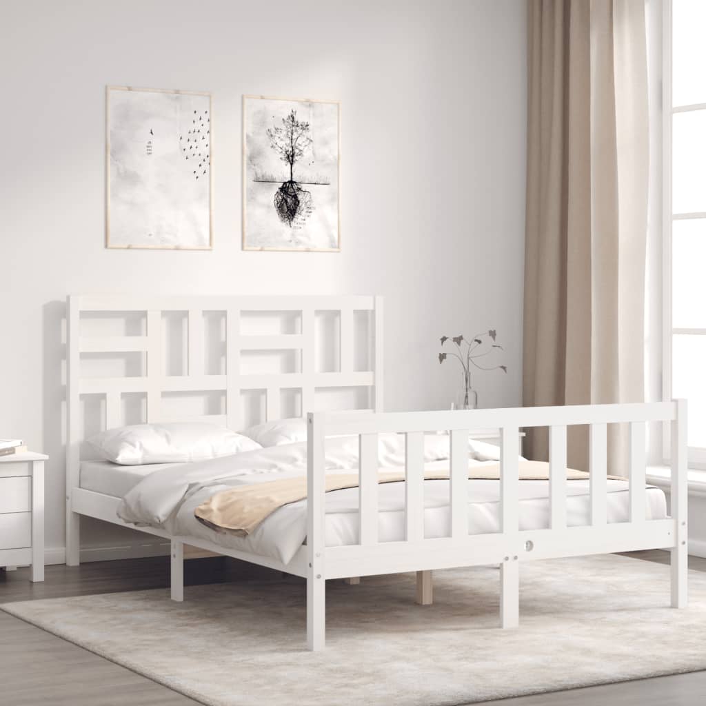 Cadre de lit sans matelas blanc bois de pin massif - XIOS