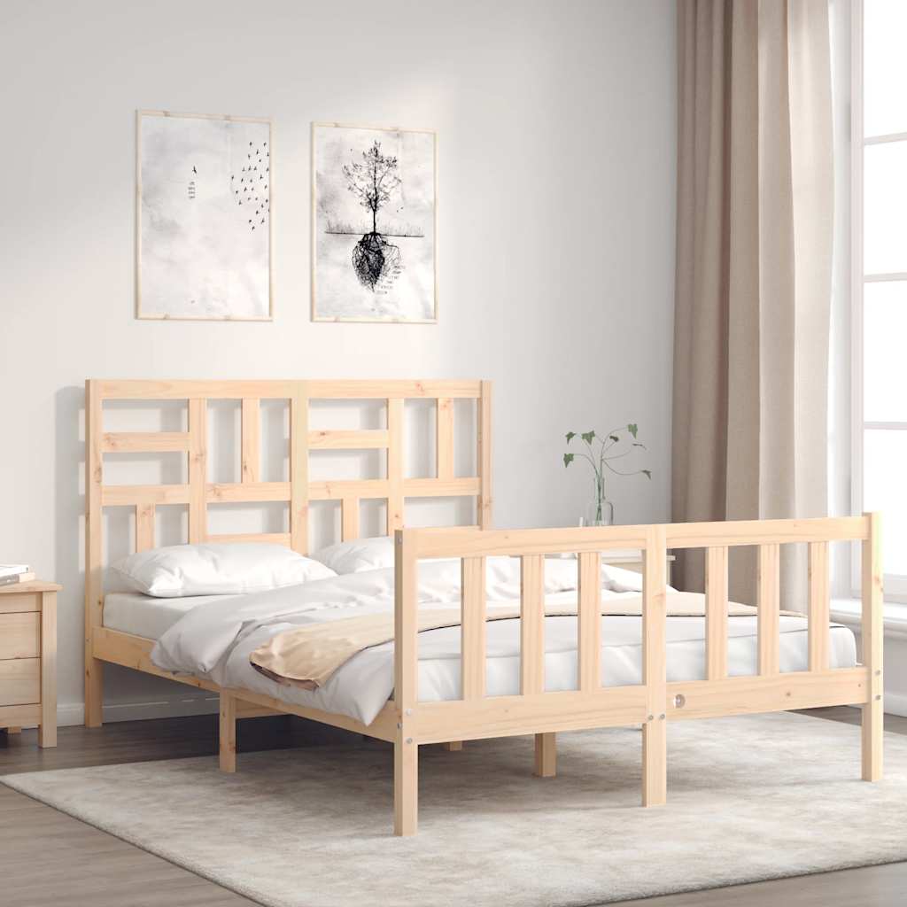 Cadre de lit sans matelas 140x190 cm bois de pin massif - XIOS