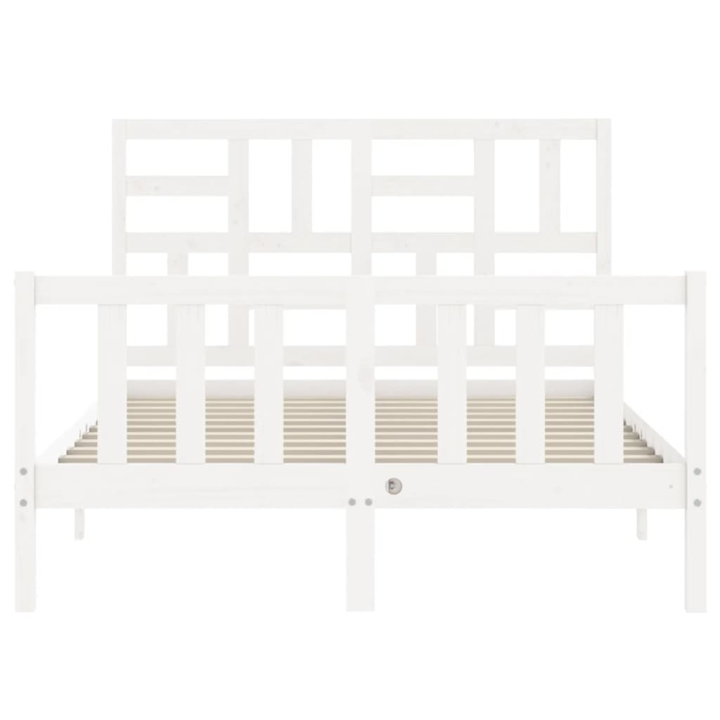 Cadre de lit sans matelas blanc 140x190 cm bois de pin massif - XIOS