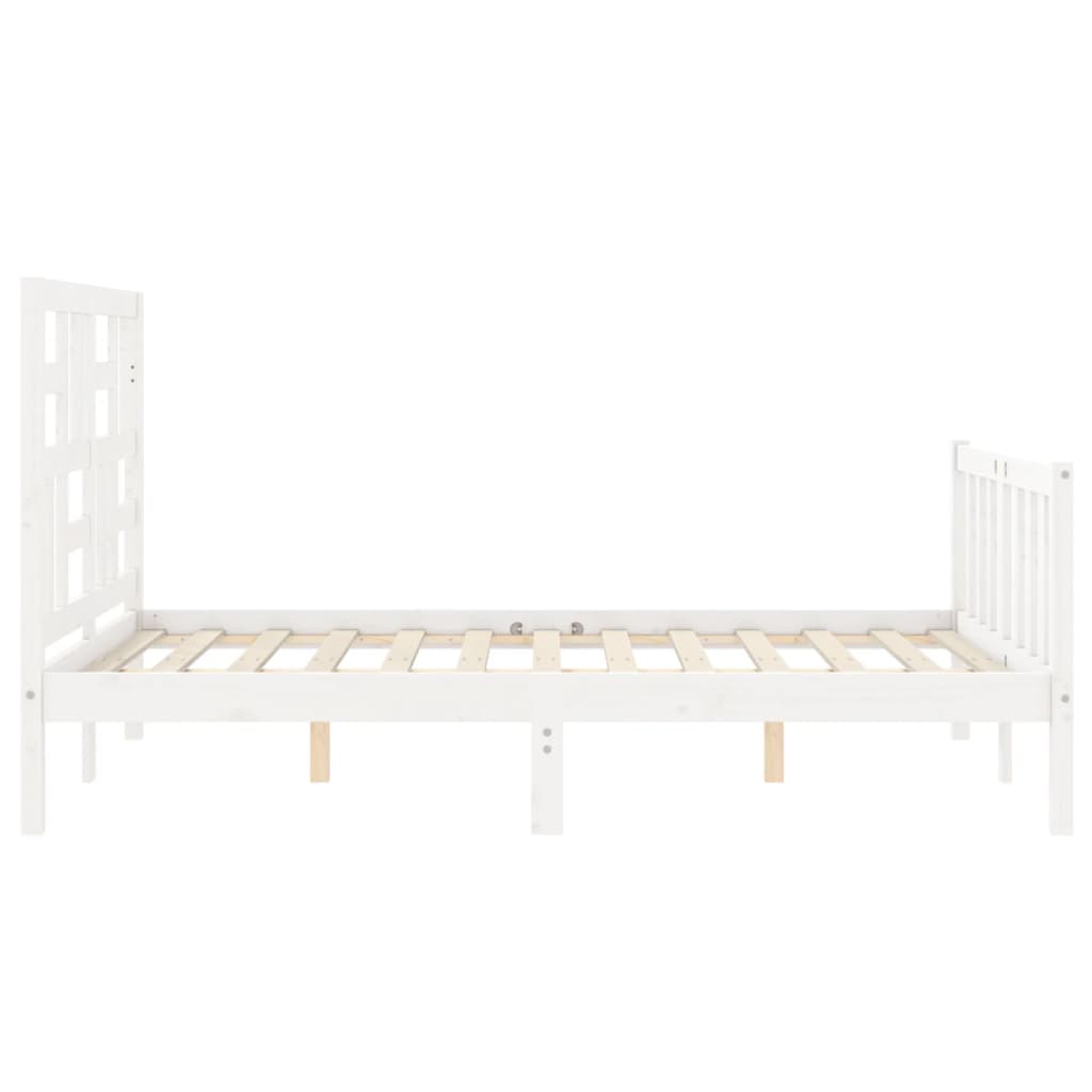 Cadre de lit sans matelas blanc 140x190 cm bois de pin massif - XIOS