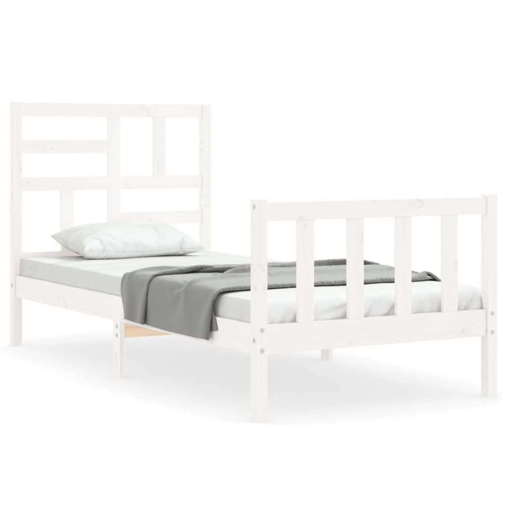 Cadre de lit sans matelas blanc 100x200 cm bois de pin massif - XIOS