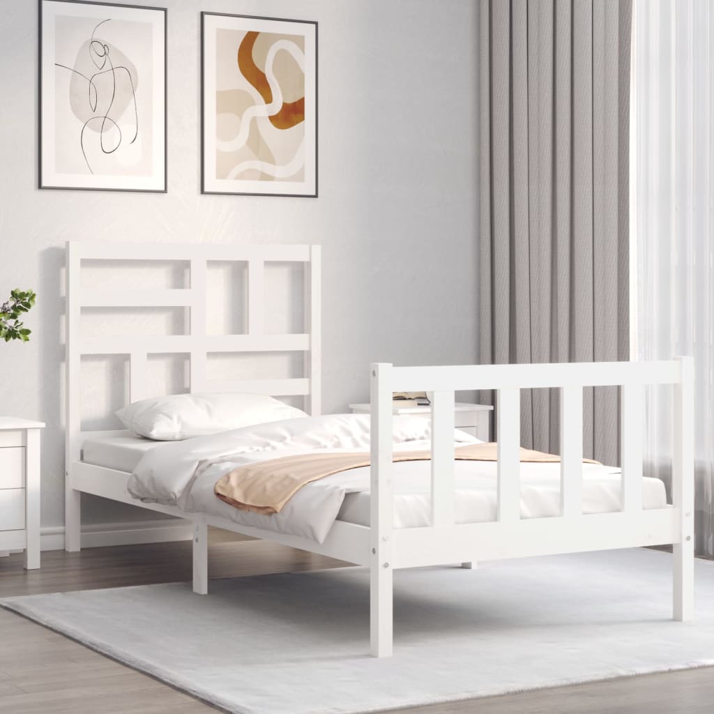 Cadre de lit sans matelas blanc 100x200 cm bois de pin massif - XIOS