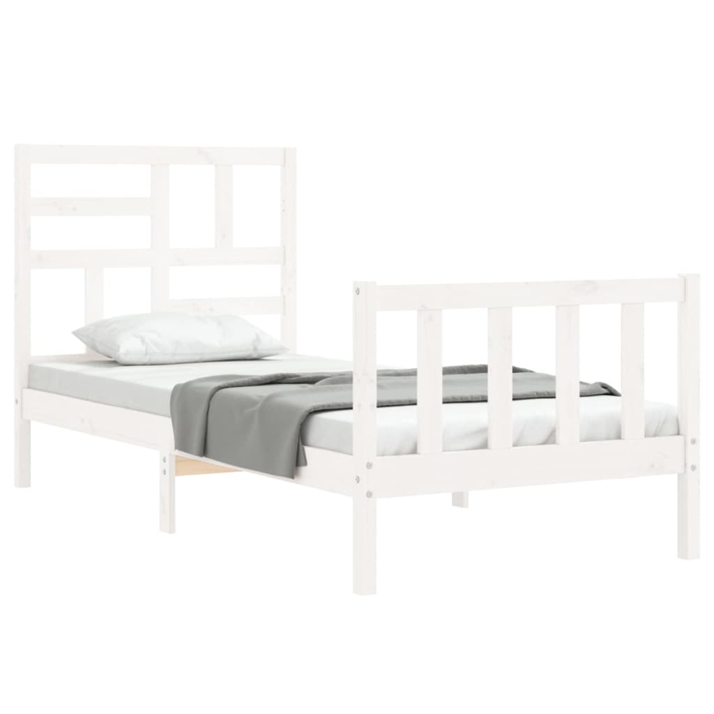 Cadre de lit sans matelas blanc 100x200 cm bois de pin massif - XIOS