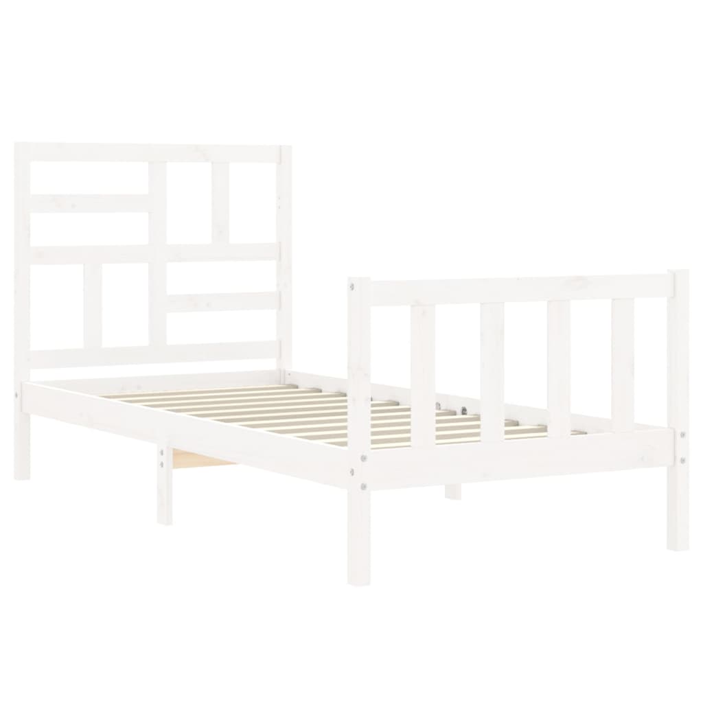 Cadre de lit sans matelas blanc 100x200 cm bois de pin massif - XIOS