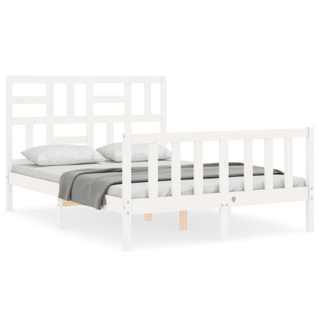Cadre de lit sans matelas blanc 120x200 cm bois de pin massif - XIOS