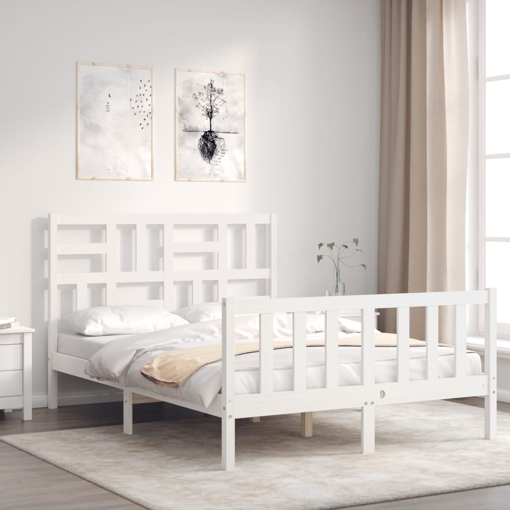 Cadre de lit sans matelas blanc 120x200 cm bois de pin massif - XIOS