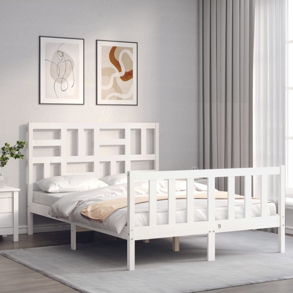 Cadre de lit sans matelas blanc 120x200 cm bois de pin massif - XIOS