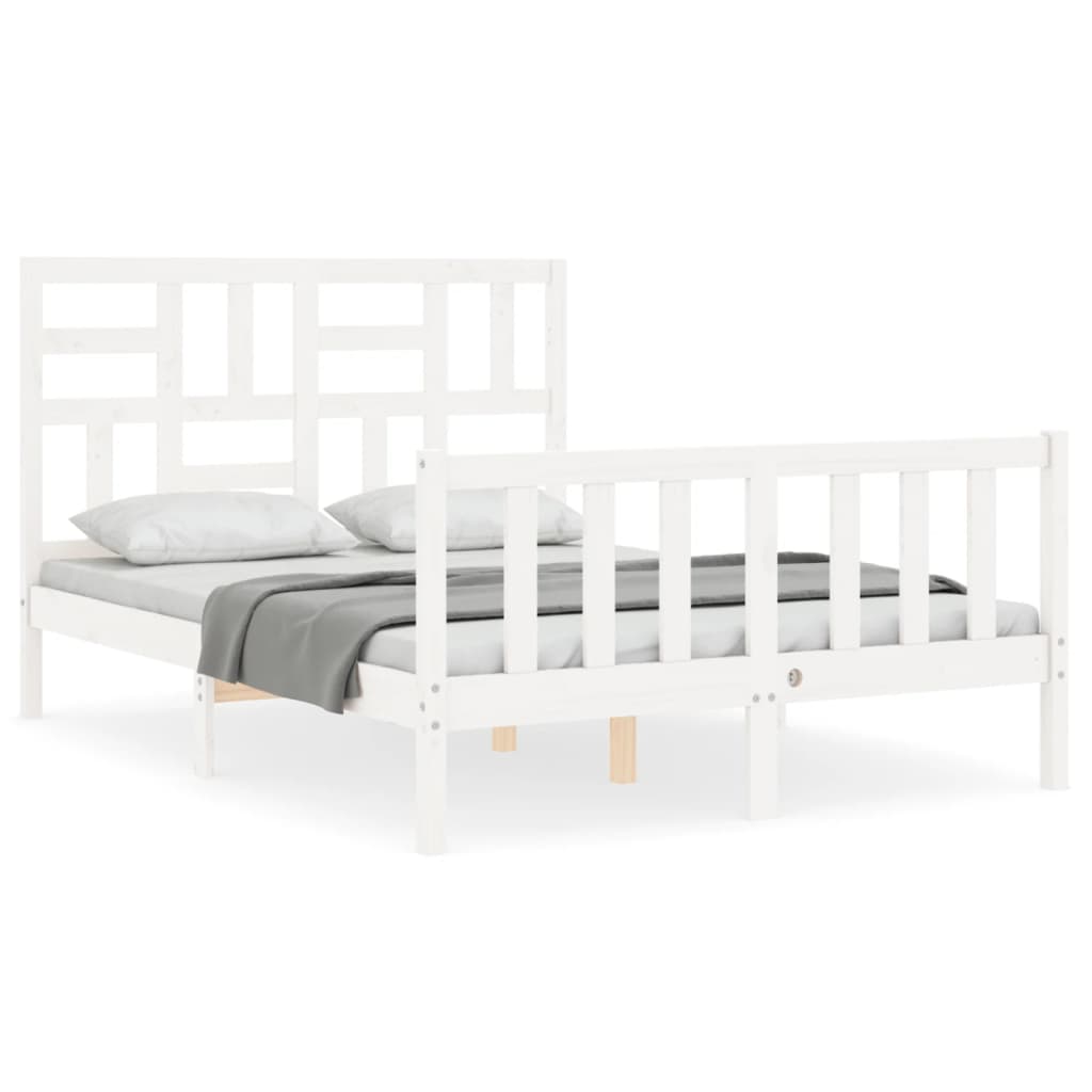 Cadre de lit sans matelas blanc 140x200 cm bois de pin massif - XIOS