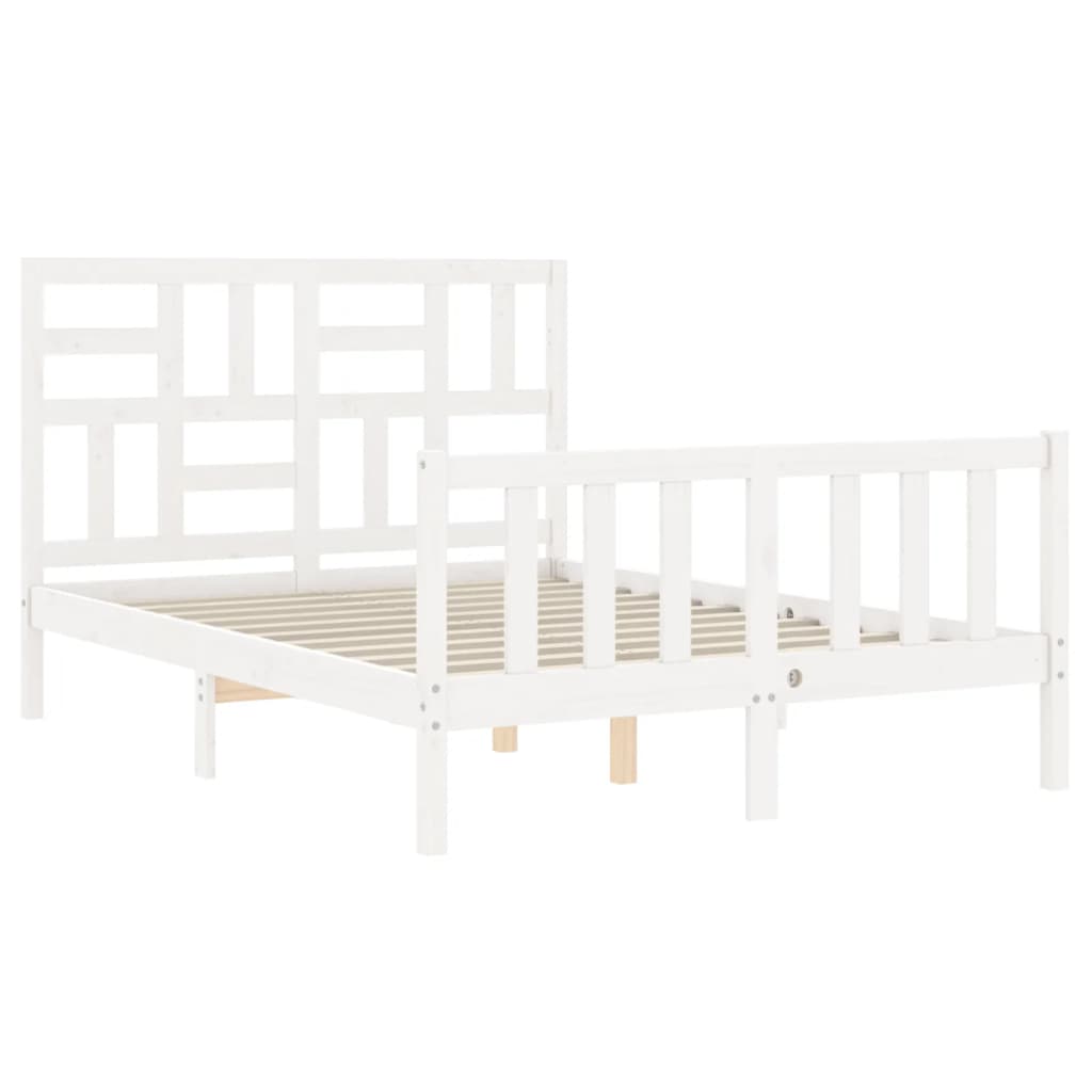 Cadre de lit sans matelas blanc 140x200 cm bois de pin massif - XIOS
