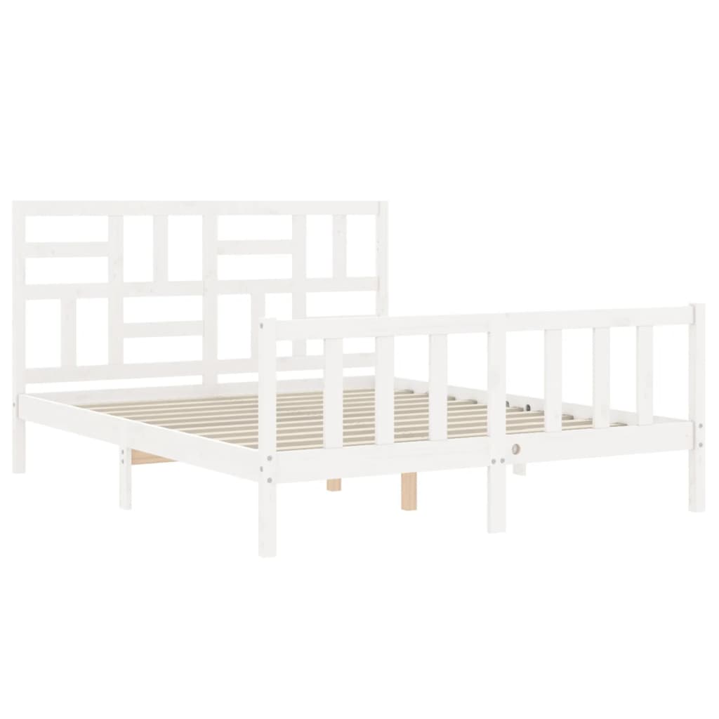 Cadre de lit sans matelas blanc bois de pin massif - XIOS