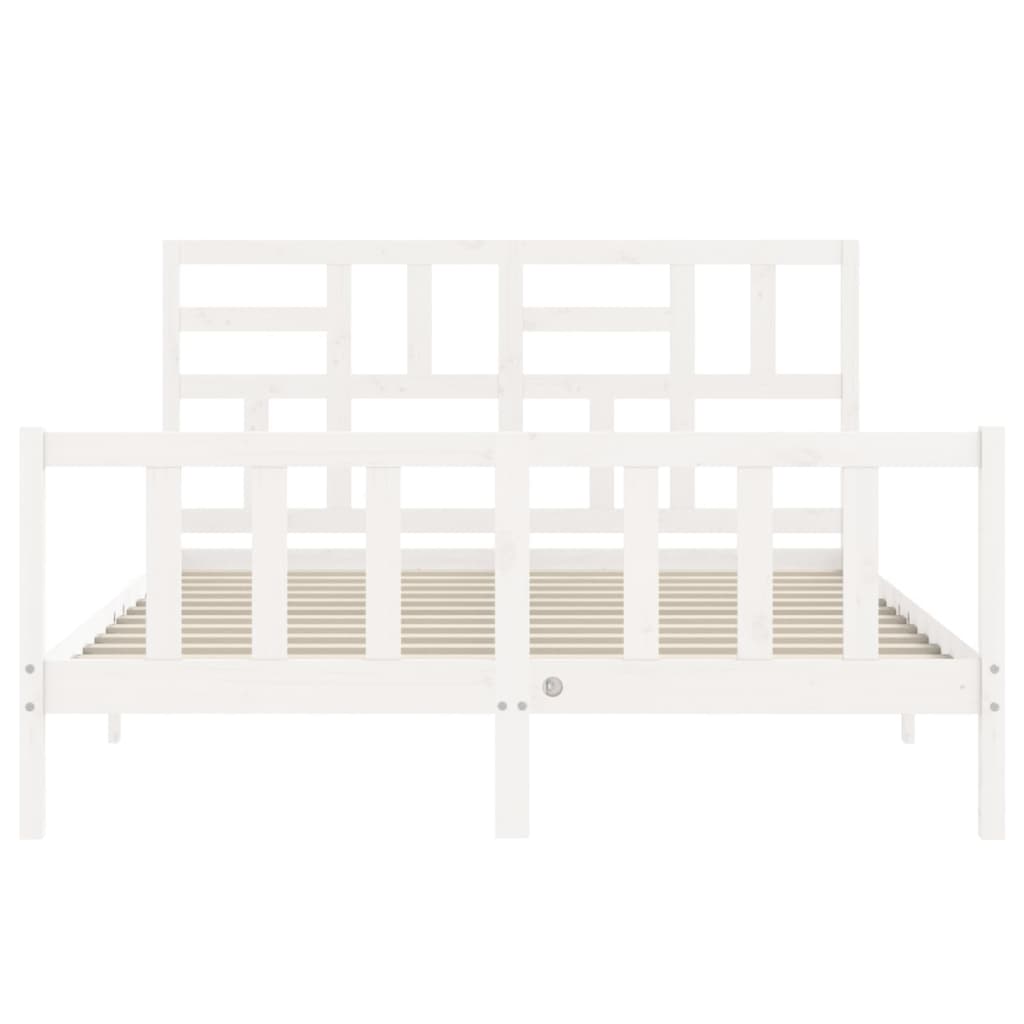 Cadre de lit sans matelas blanc 160x200 cm bois de pin massif - XIOS