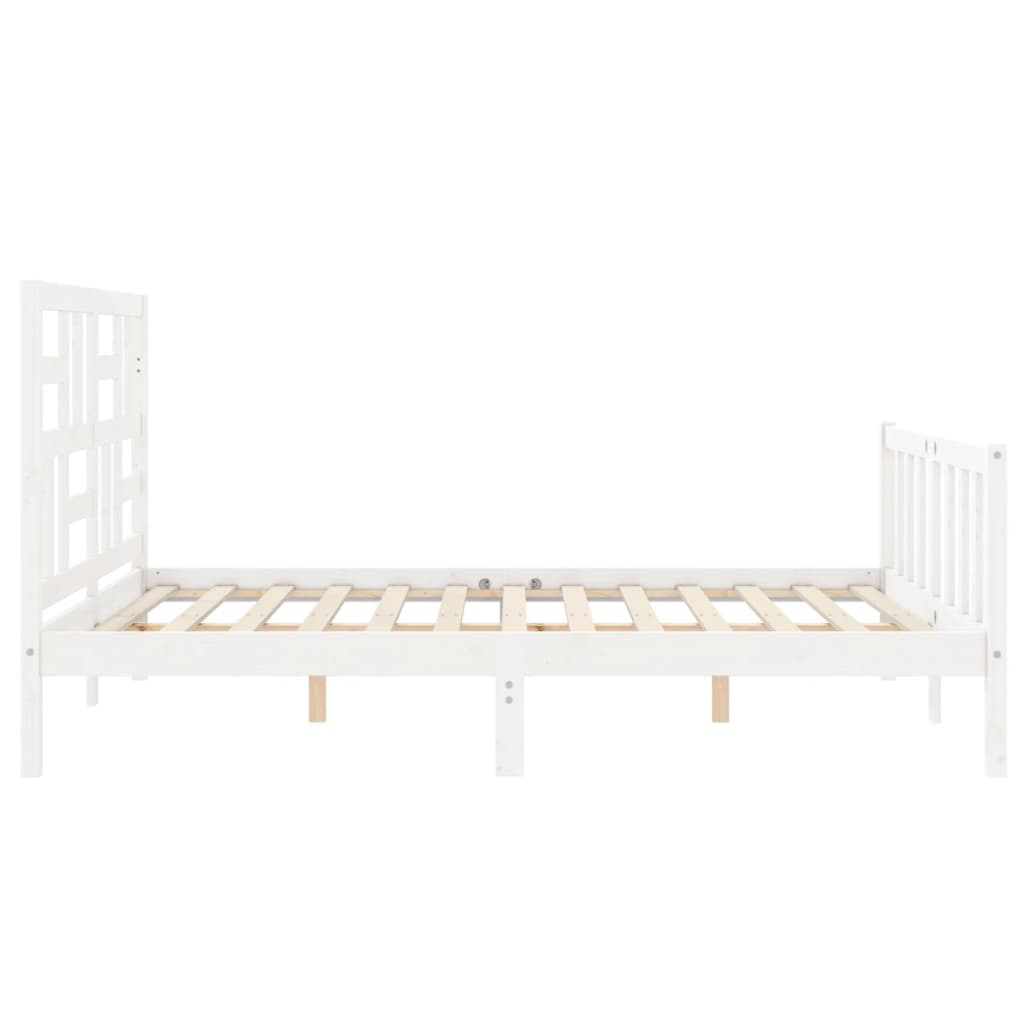 Cadre de lit sans matelas blanc 160x200 cm bois de pin massif - XIOS