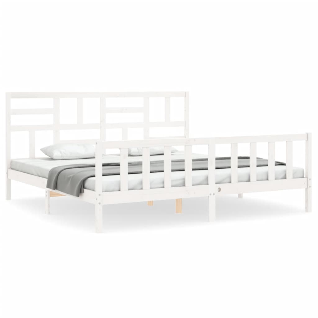 Cadre de lit sans matelas blanc bois massif de pin - XIOS