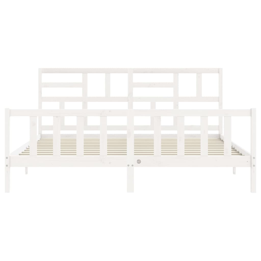 Cadre de lit sans matelas blanc bois massif de pin - XIOS