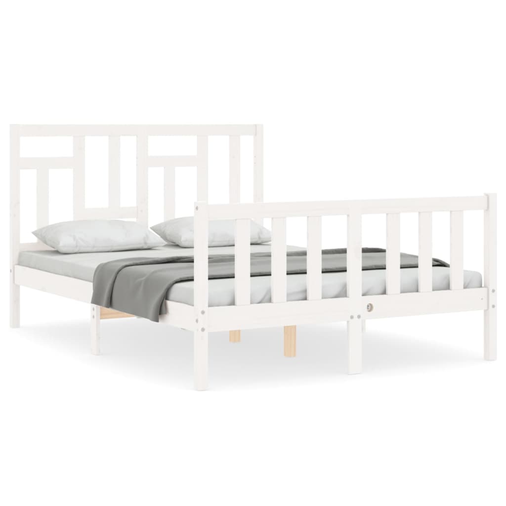 Cadre de lit sans matelas blanc bois de pin massif - XIOS