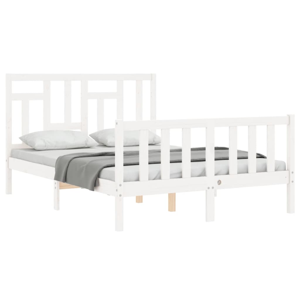 Cadre de lit sans matelas blanc bois de pin massif - XIOS
